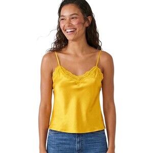 Y2k 2000’s silky satin yellow camisole S tank lingerie blouse 90’s feminine